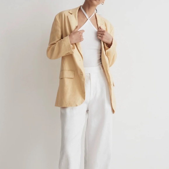 Madewell Yellow The Oversized Linen Blazer Jacket Size XL - Picture 2 of 12